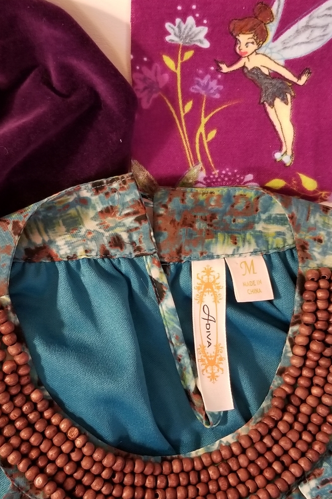 EUC Brown & Teal embellished blouse by ADIVA Med. - Picture 5 of 5